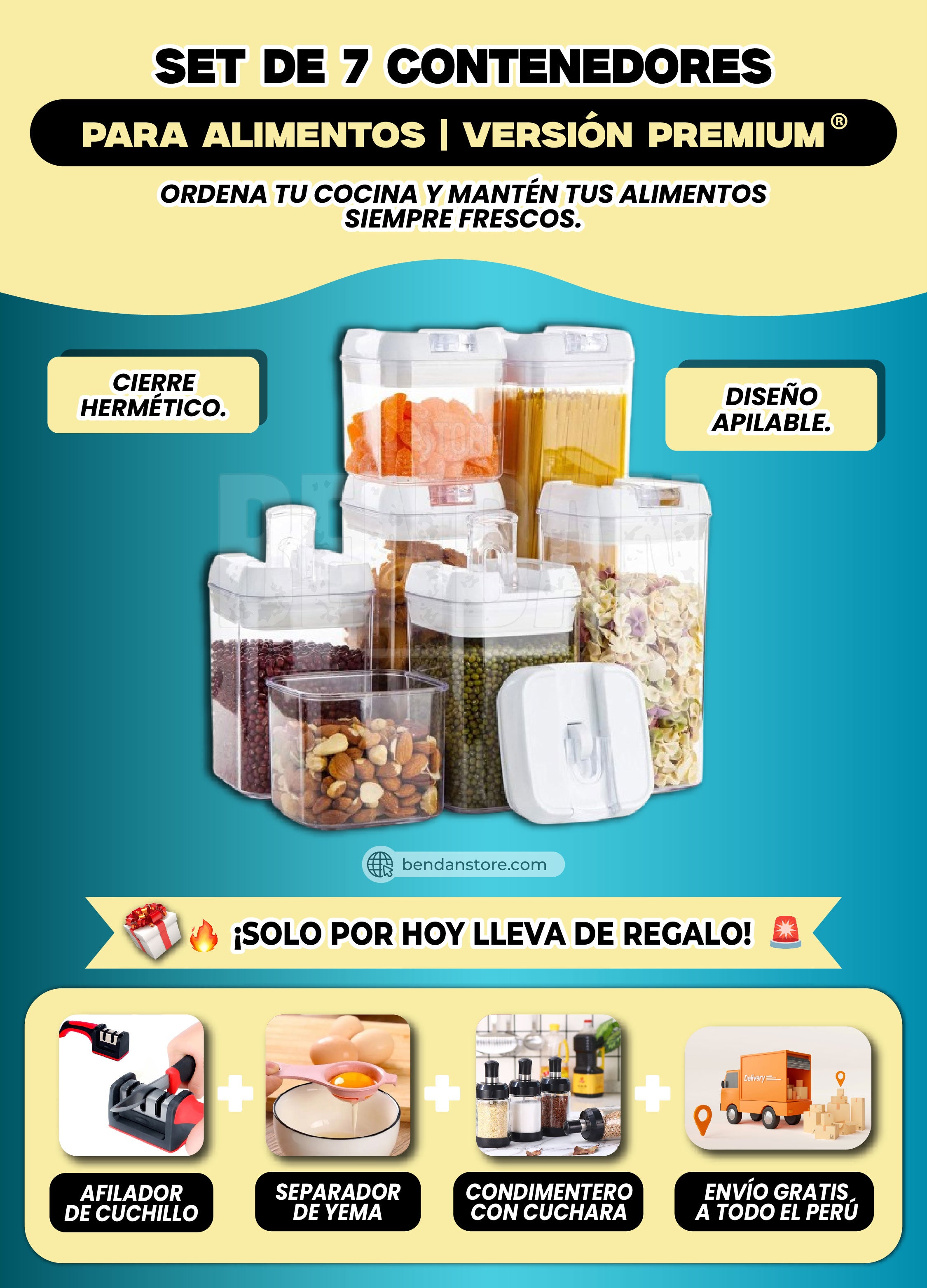 Set de 7 Contenedores Para Alimentos ® + Regalos | Versión Original