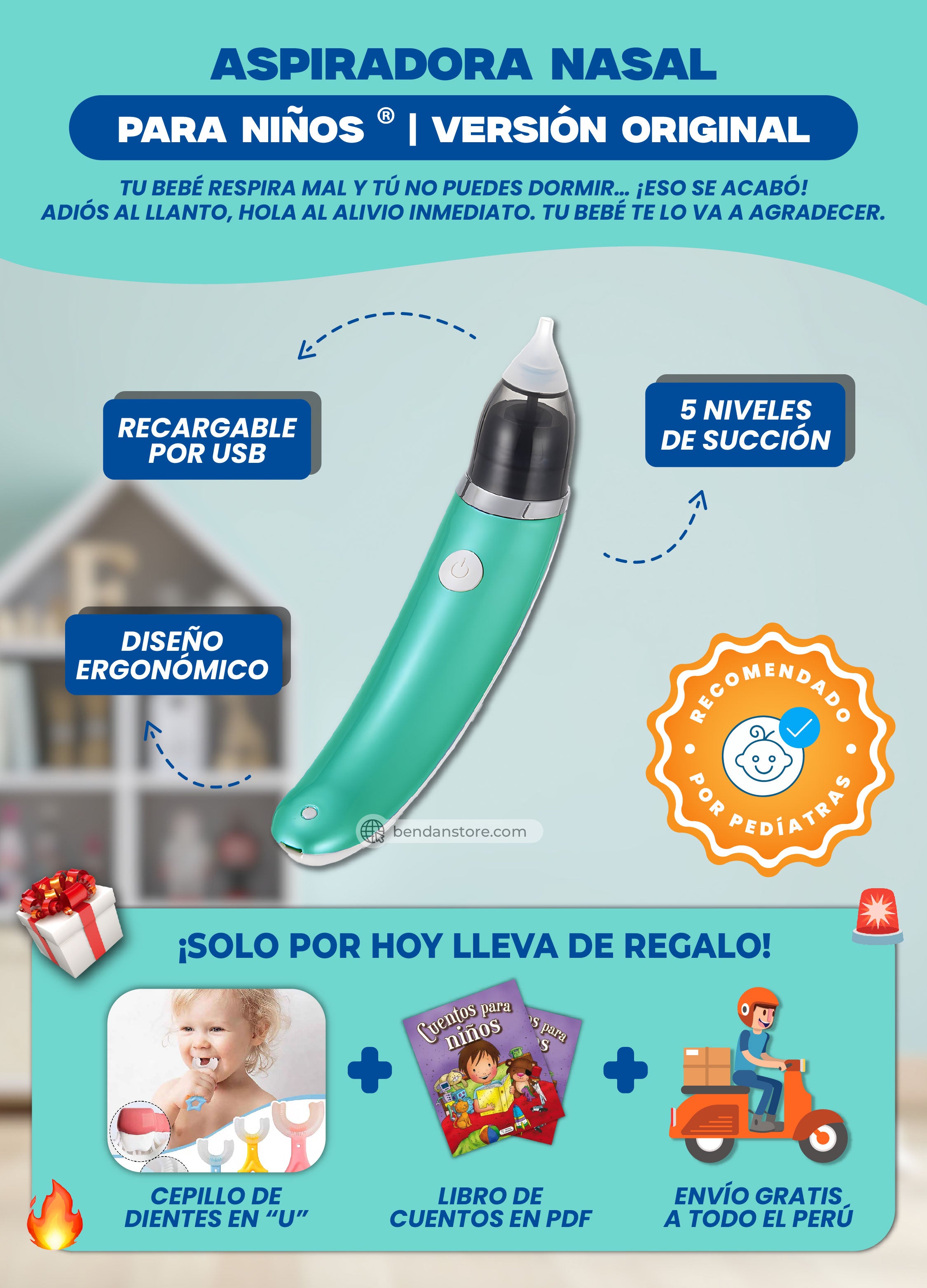Aspiradora Nasal Para Niños ® + Envío Gratis + Regalo ¡Solo por Hoy!