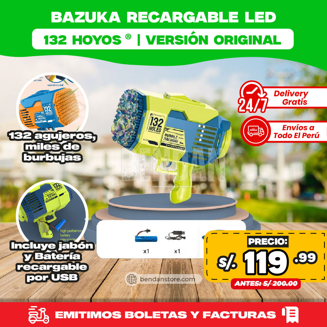 Bazuka Recargable LED 132 Hoyos | Versión Original ®