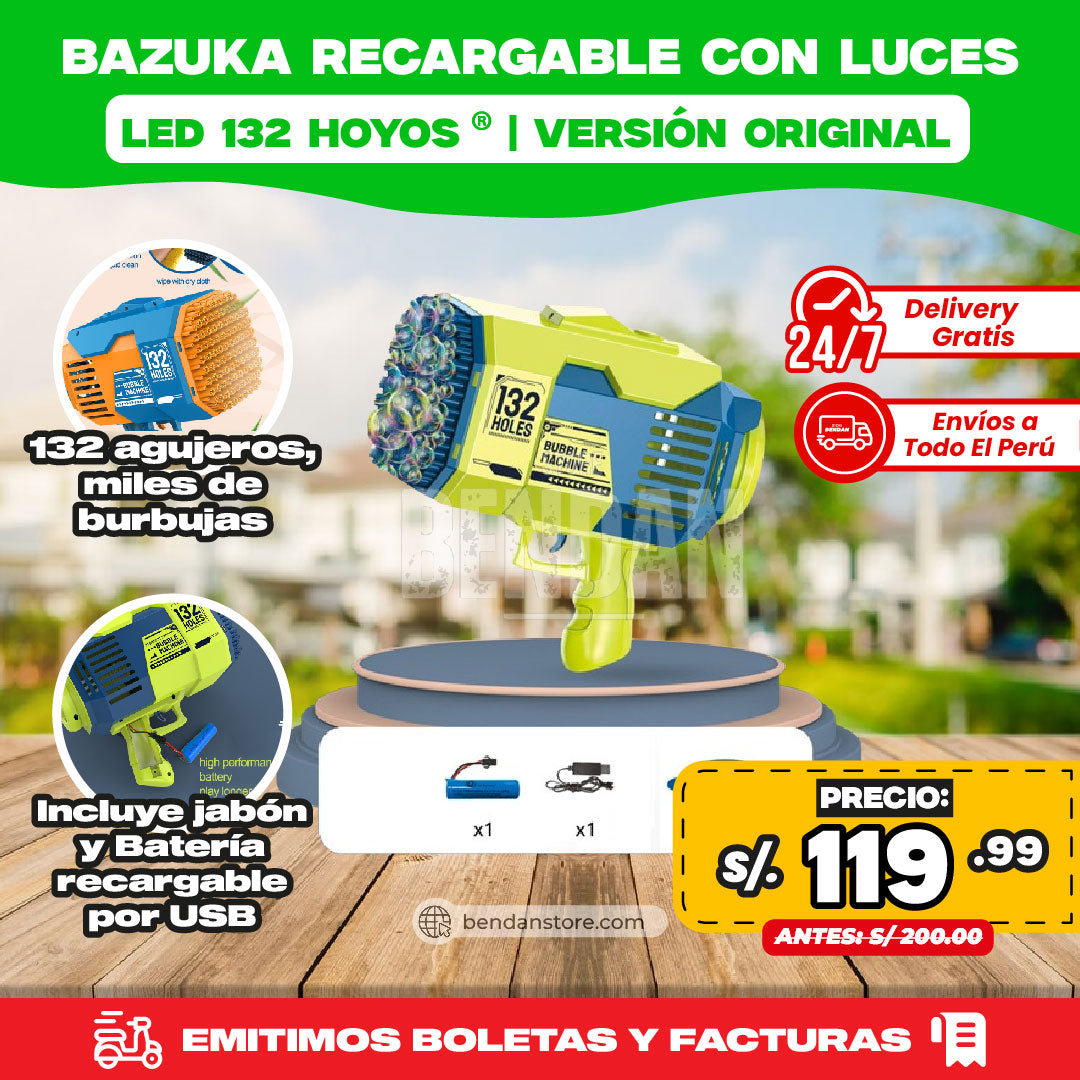 Bazuka Recargable con Luces LED  132 Hoyos | Versión Original ®