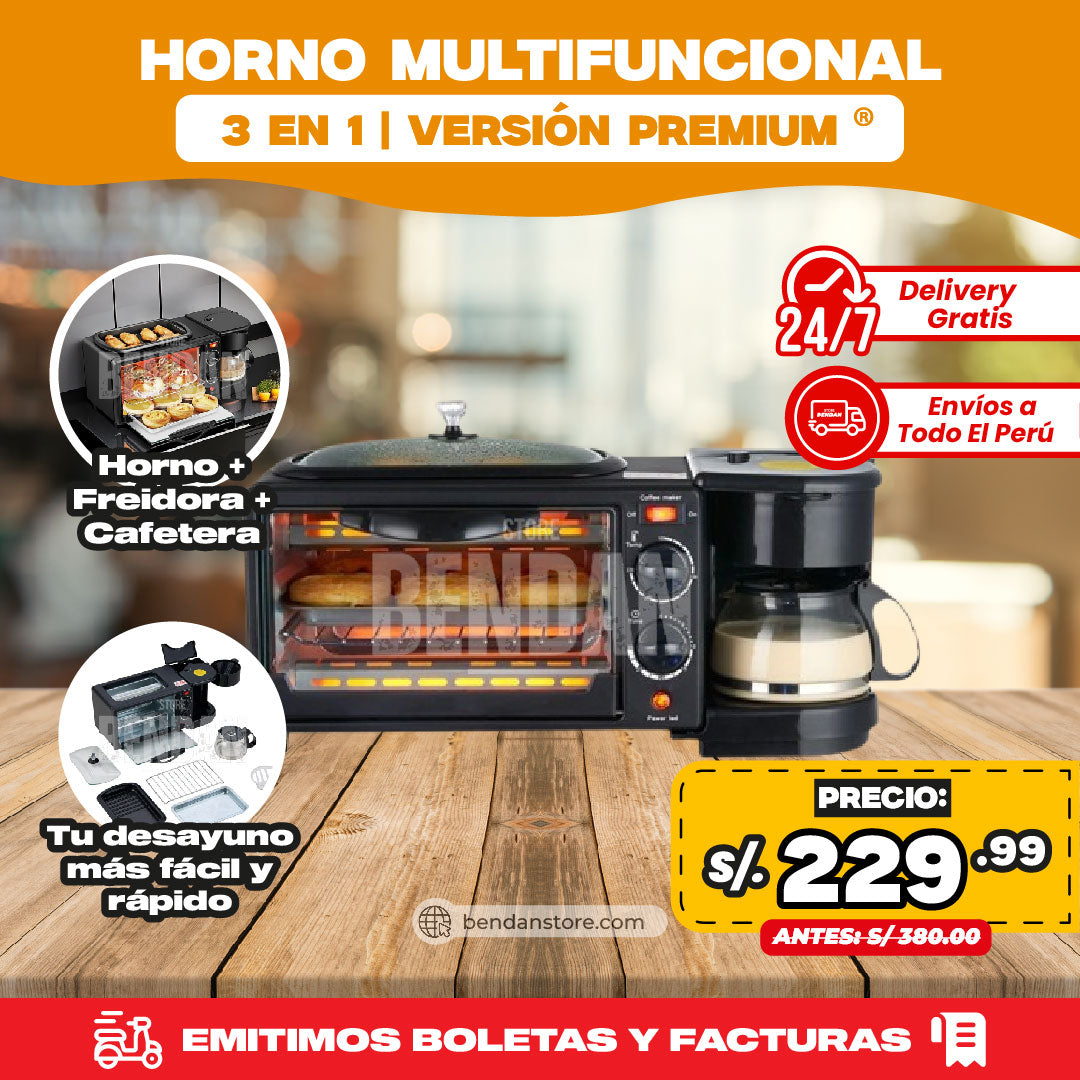 Horno Multifuncional 3 en 1 | Versión Premium ®