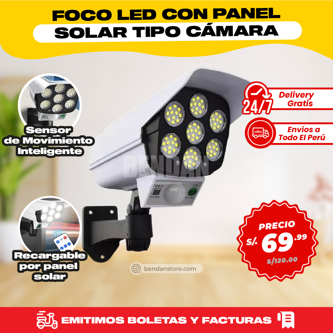 Foco Led con Panel Solar Tipo Cámara