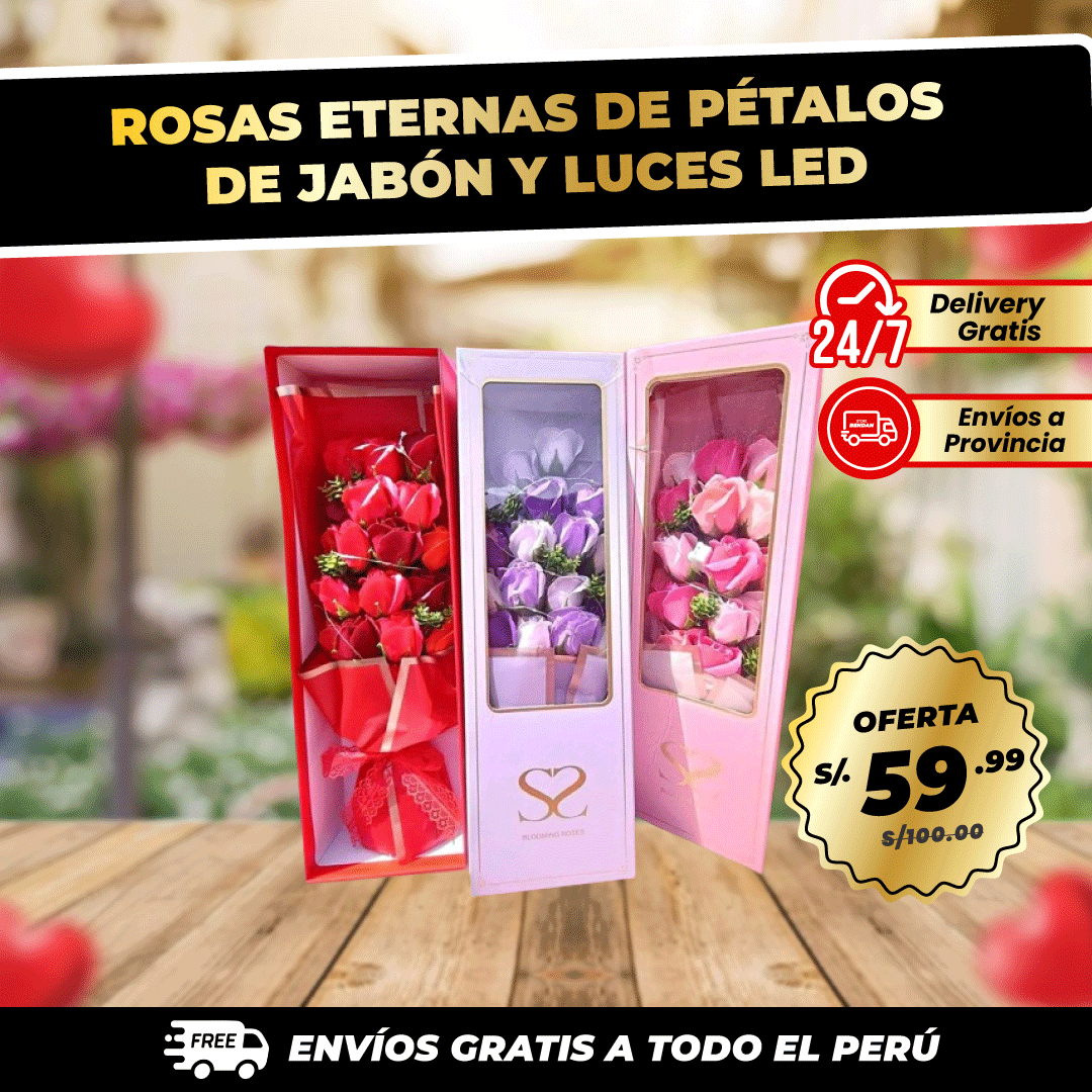 Rosas Eternas De Pétalos De Jabón y Luces Led