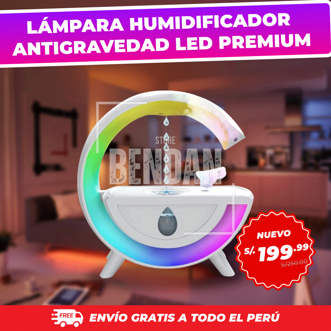 LÁMPARA HUMIDIFICADORA ANTIGRAVEDAD LED PREMIUM