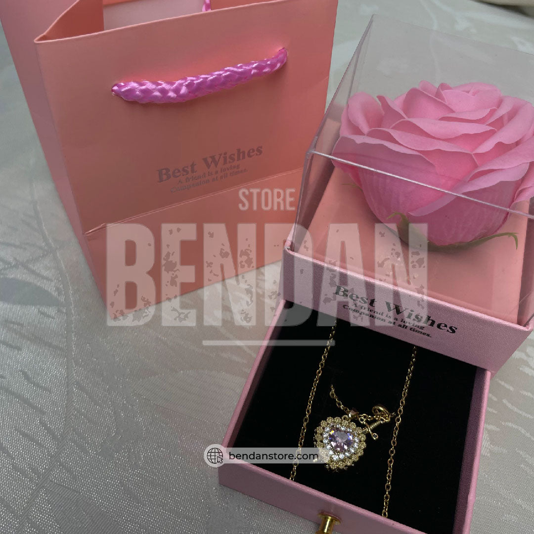 Pack Rosa Eterna + Collar Corazón y Cadena Espada ®