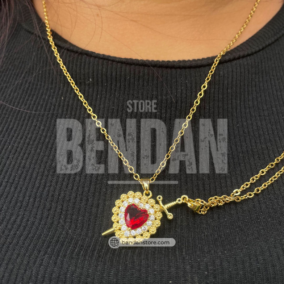 Pack Rosa Eterna + Collar Corazón y Cadena Espada ®