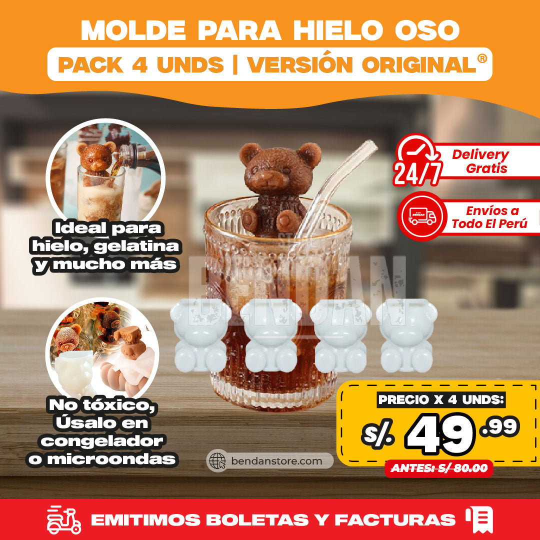 Molde para Hielo en forma de Osito (Pack de 4) | Versión Original ®