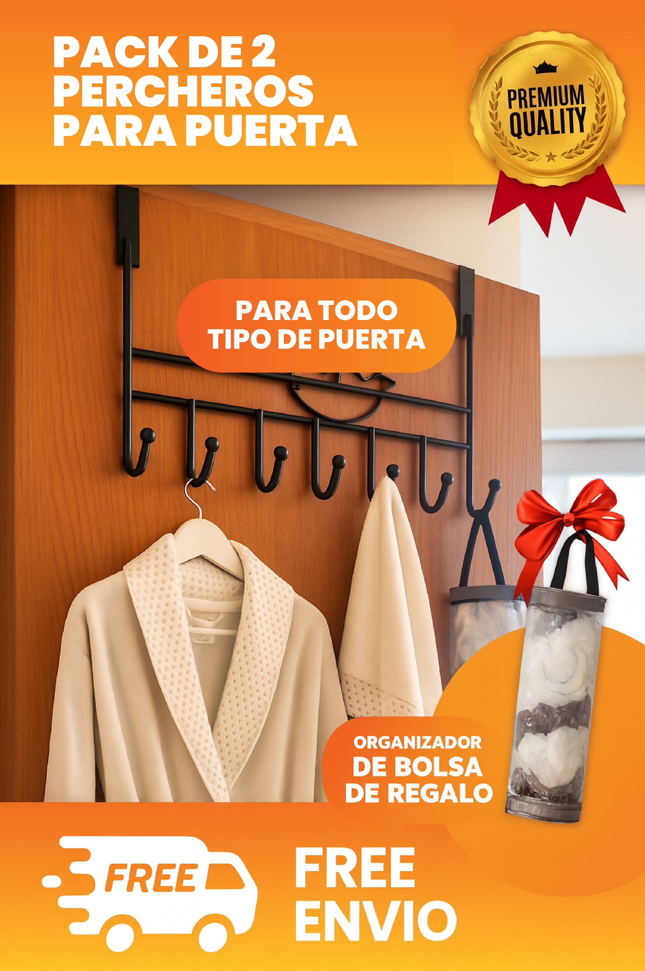 Pack de 2 Percheros para Puerta® + Regalo (Solo por hoy) | Versión Original