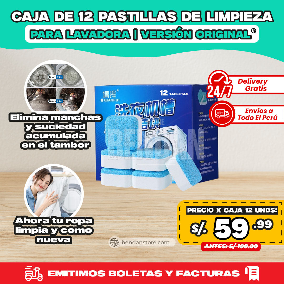 Caja de 12 Pastillas de Limpieza para Lavadora | Versión Original ®