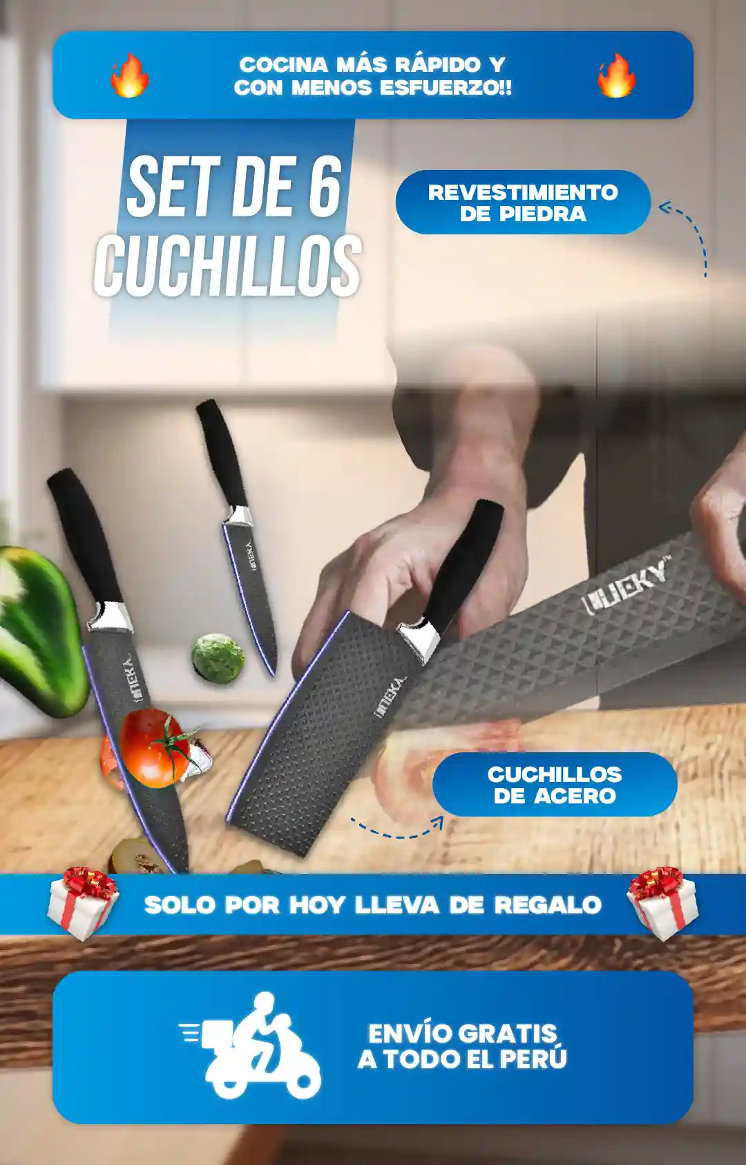 Set de 6 Cuchillos de  Acero Inoxidable ®