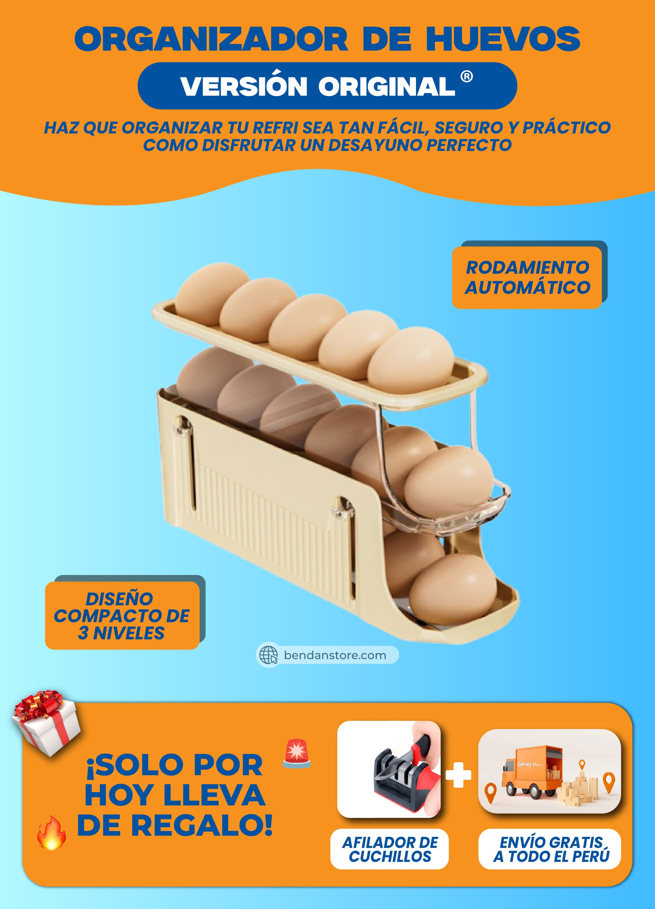 Organizador de Triple Nivel Automático de Huevos ® | Versión Original