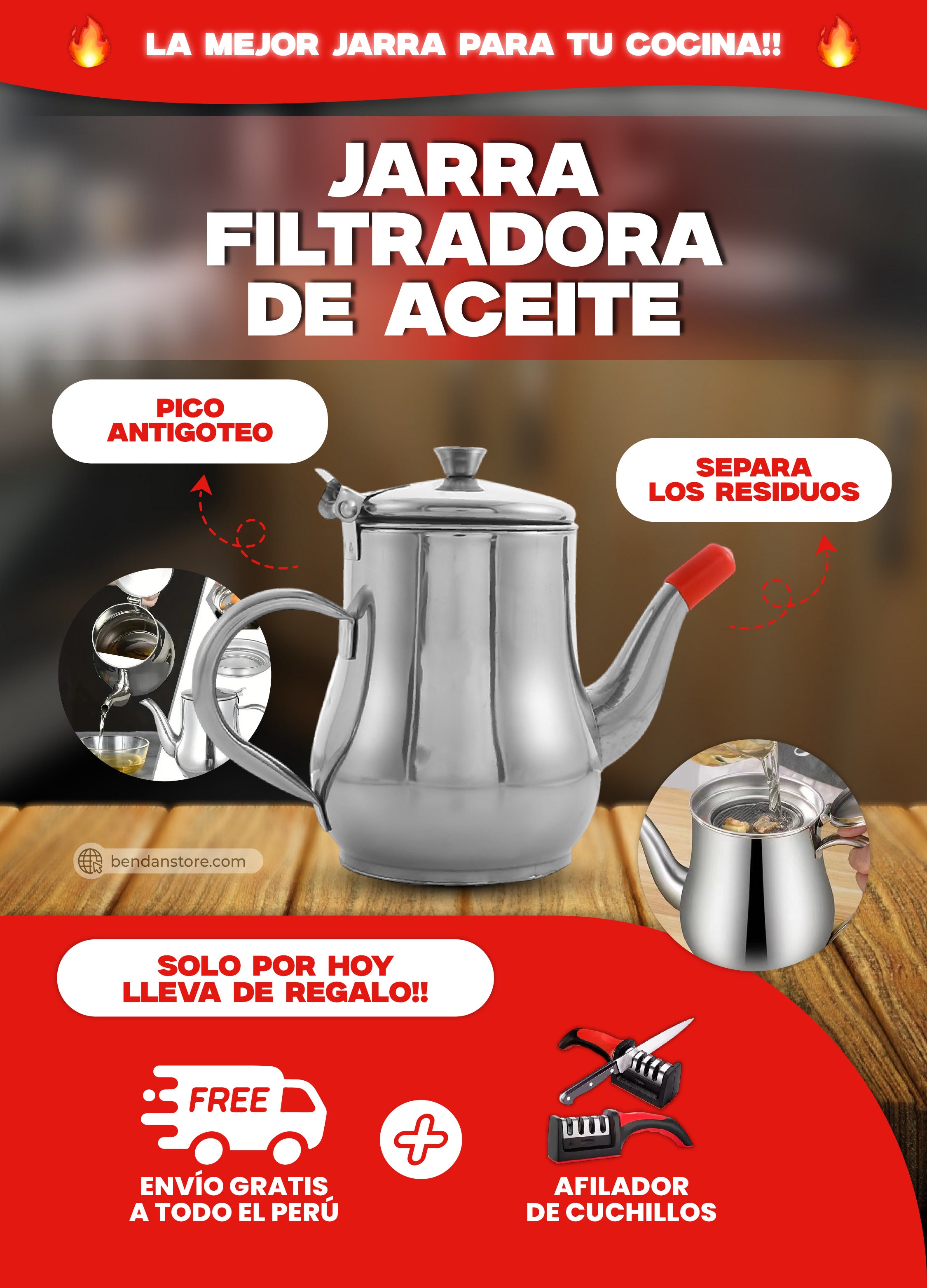 Jarra Filtradora de Aceite 900 ml de Acero Inoxidable | Versión Original ®