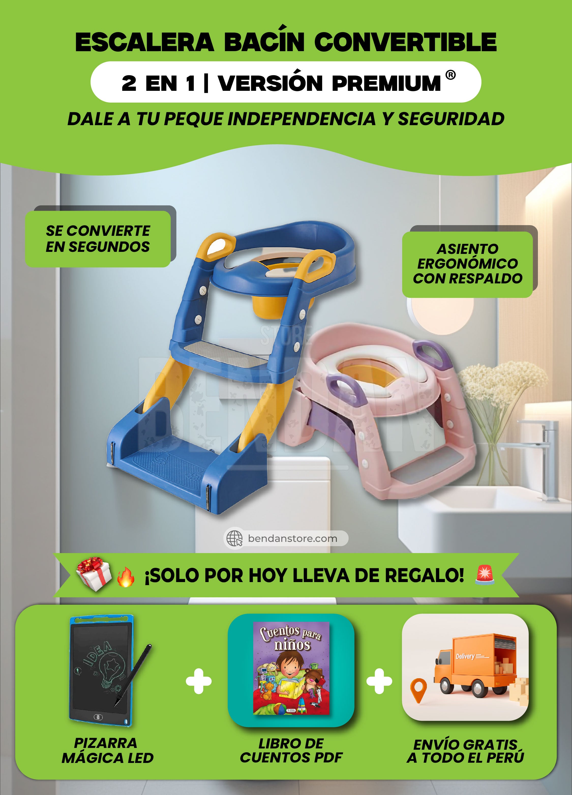 Escalera Bacín Convertible 2 en 1 ® | Versión Original