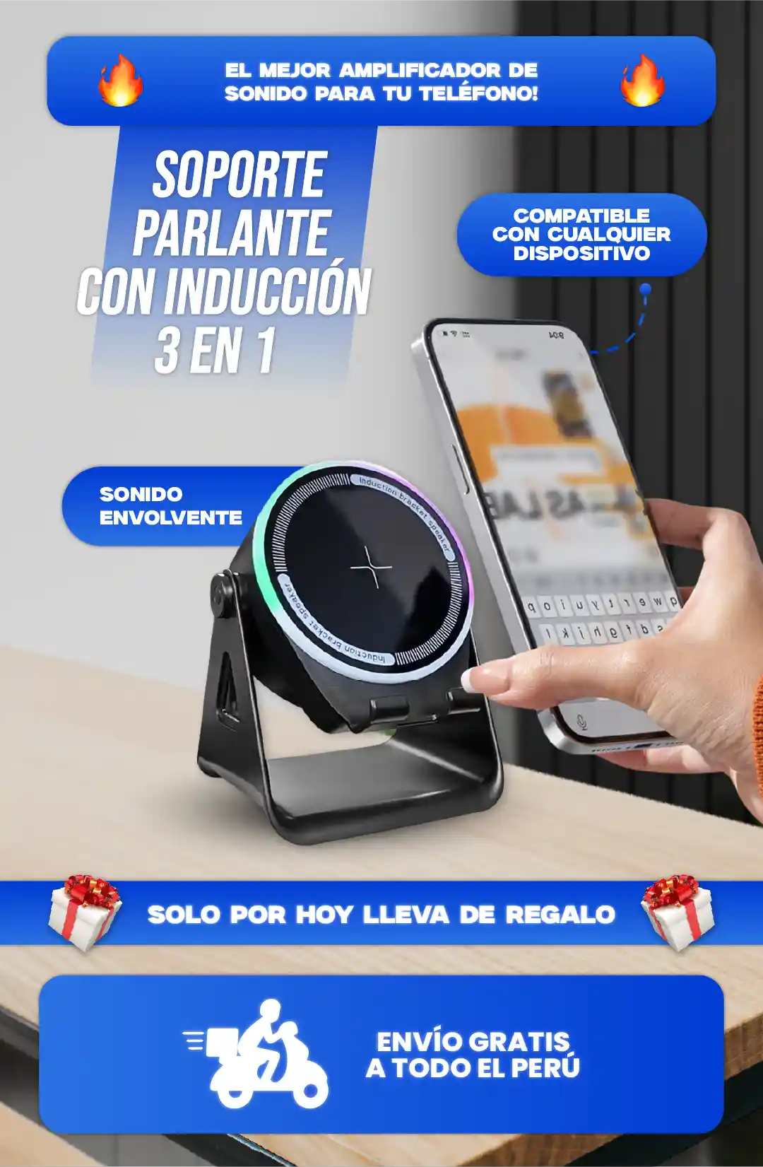 Soporte Parlante con Inducción 3 en 1 ® | Versión Original