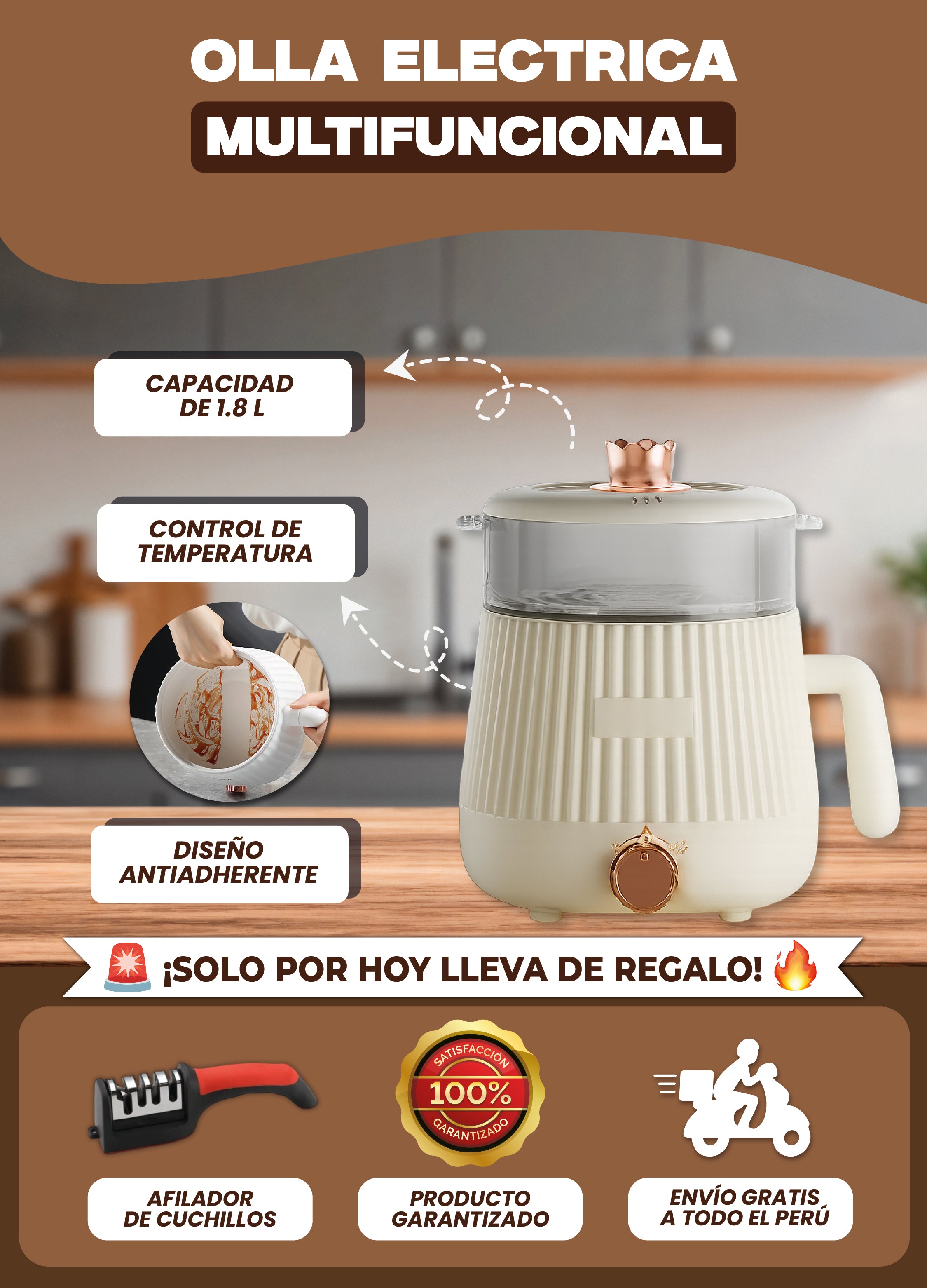 Olla Eléctrica Multifuncional con Vaporera ® | Versión Original + Regalo + Envío Gratis (Solo por hoy)