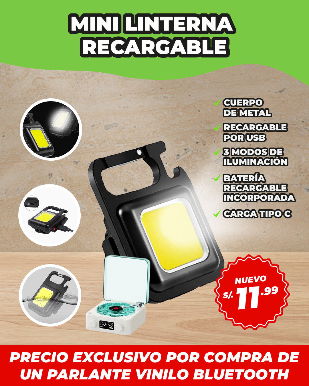 Mini Linterna Recargable