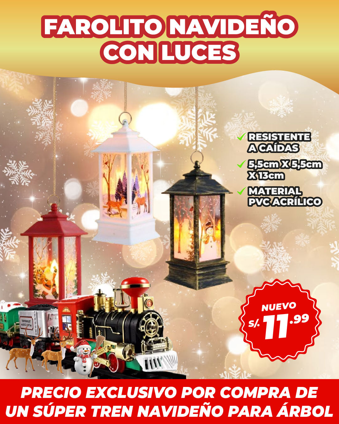 Farolito Navideño con Luces