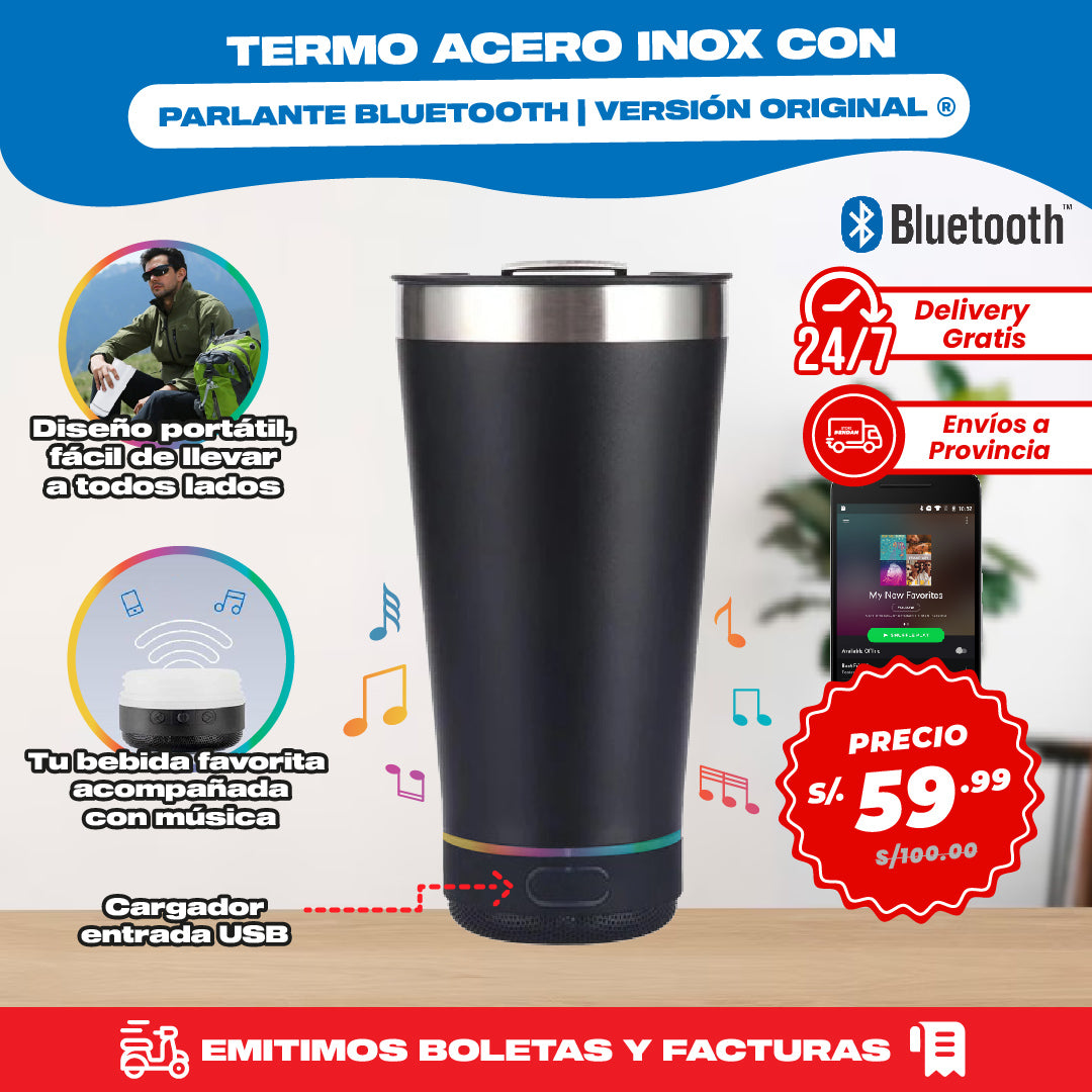 Termo Acero Inox con Parlante Bluetooth | Versión Original ®