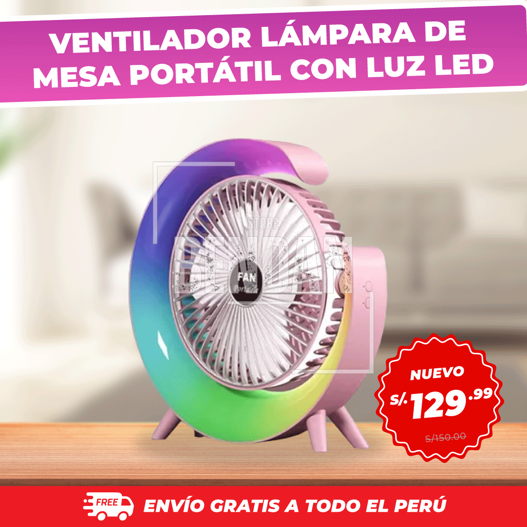 VENTILADOR LÁMPARA PORTÁTIL CON LUZ LED