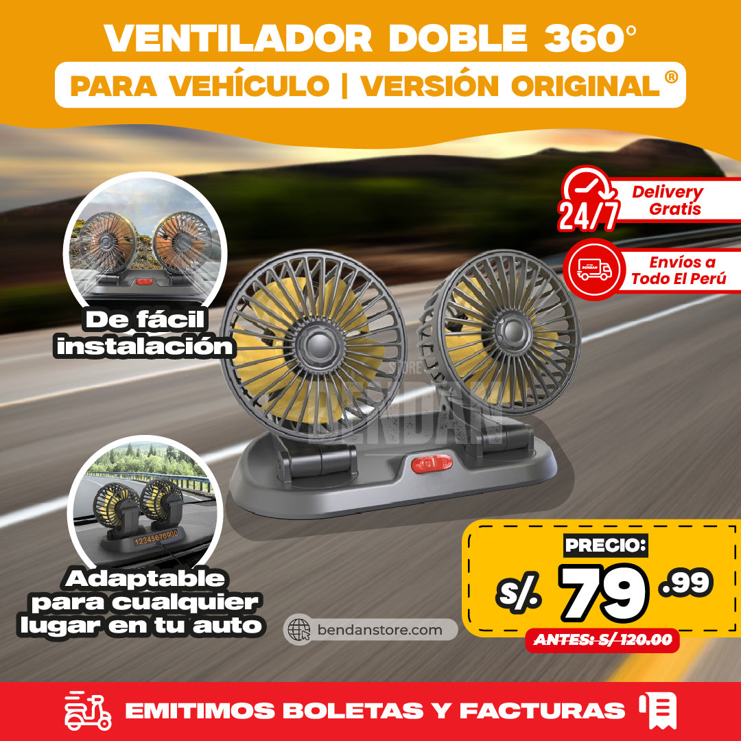 Ventilador Doble Giratorio 360° para Autos | Versión Original ®