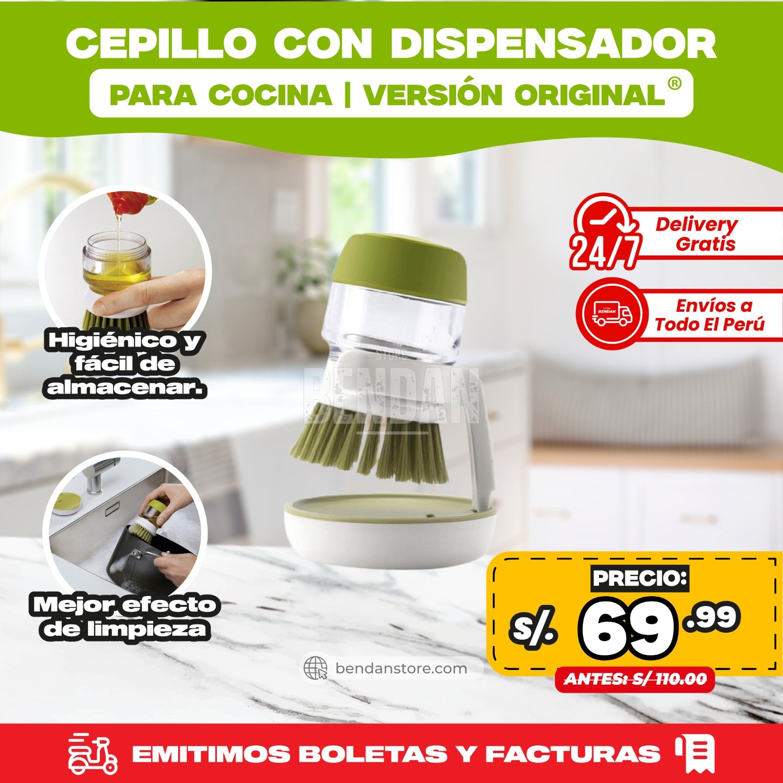 Cepillo con Dispensador para Cocina | Versión Original ®