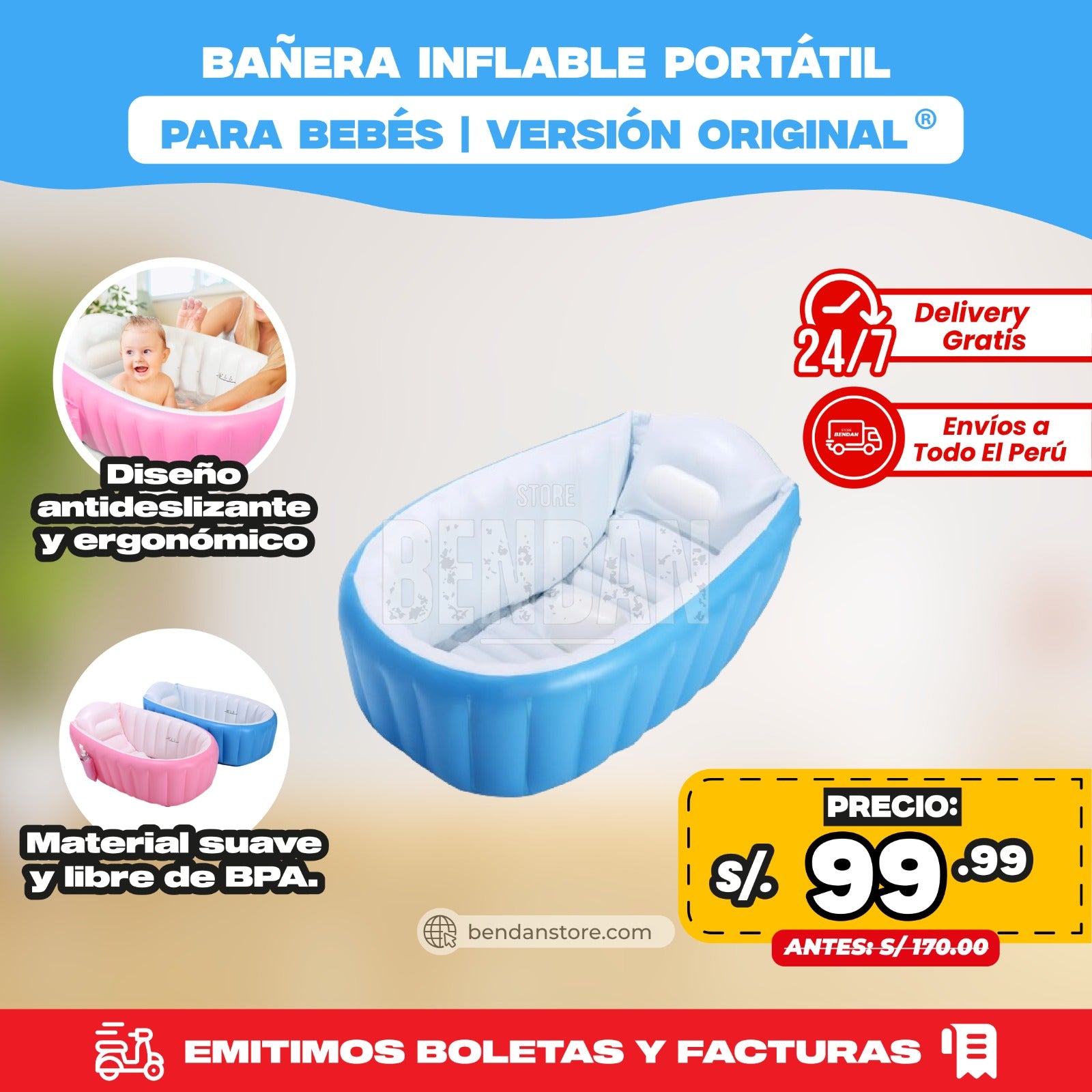 Bañera Inflable para Niños | Versión Premium