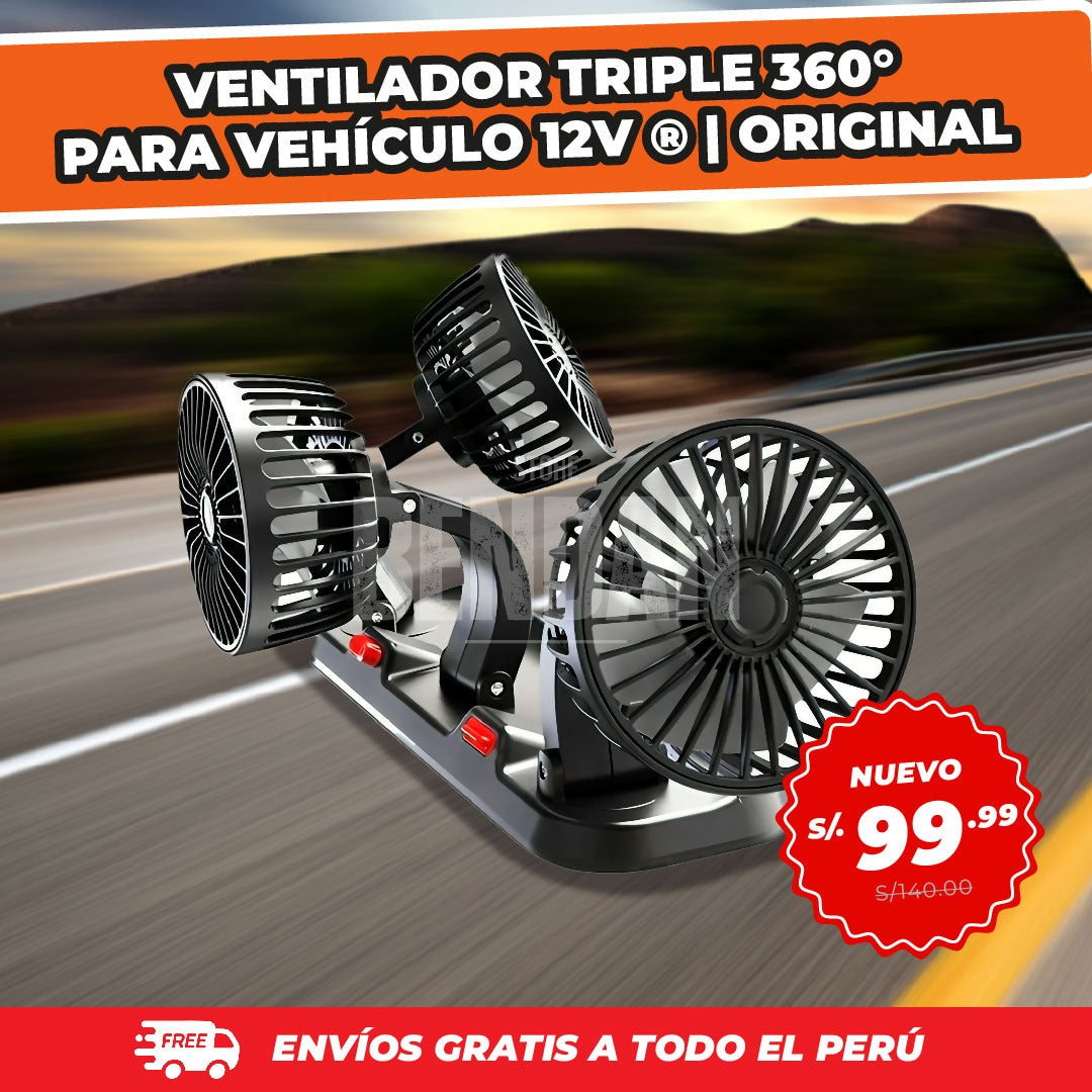 Ventilador Triple 360° Para Vehículo | Versión Original