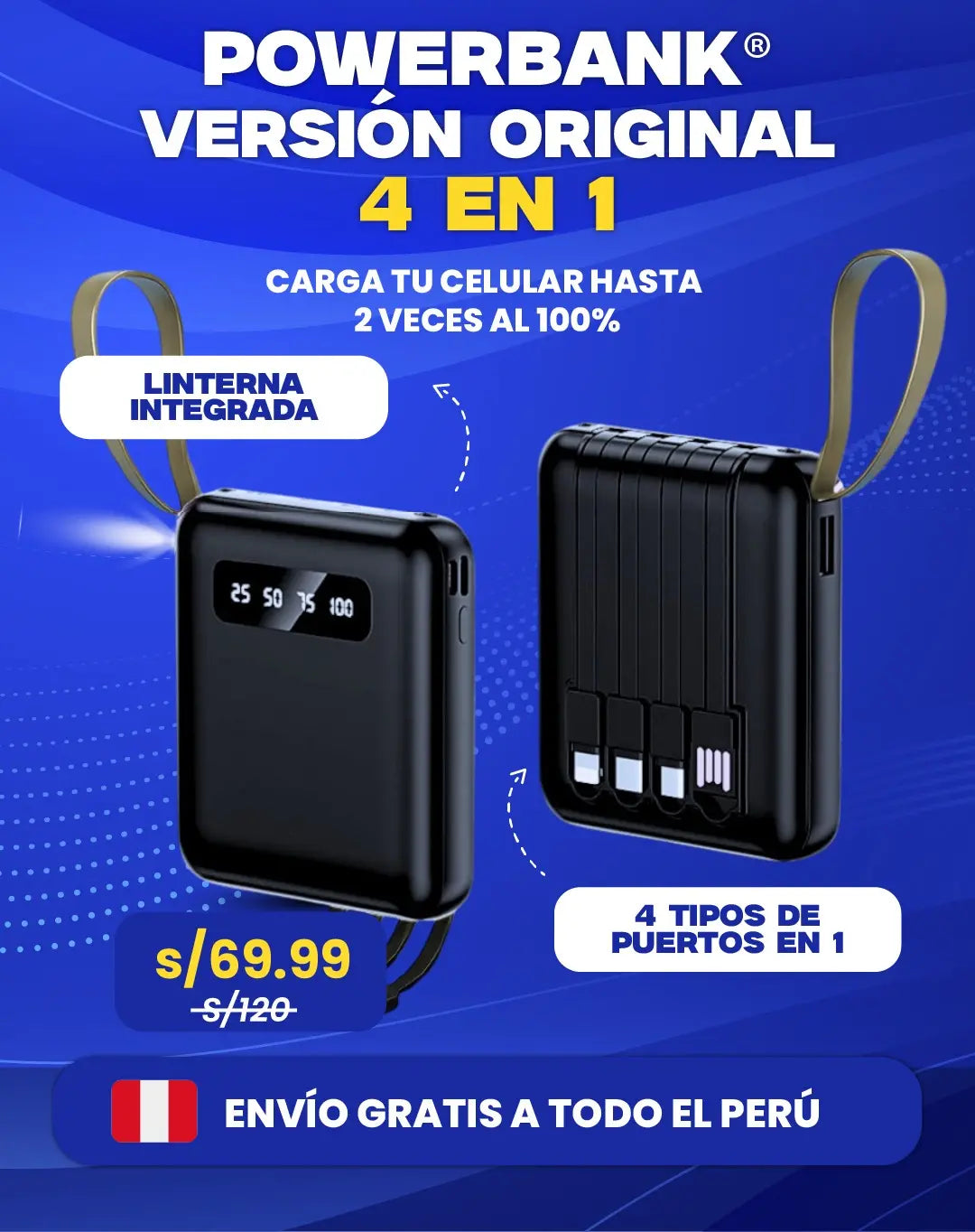 Powerbank 4 en 1  de 10000 mAh® | Versión Original